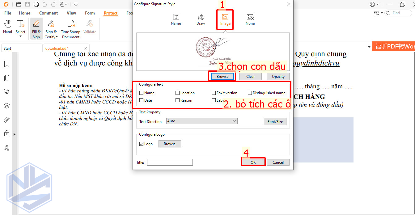 Hướng dẫn ký số chèn logo và dấu đỏ công ty 3