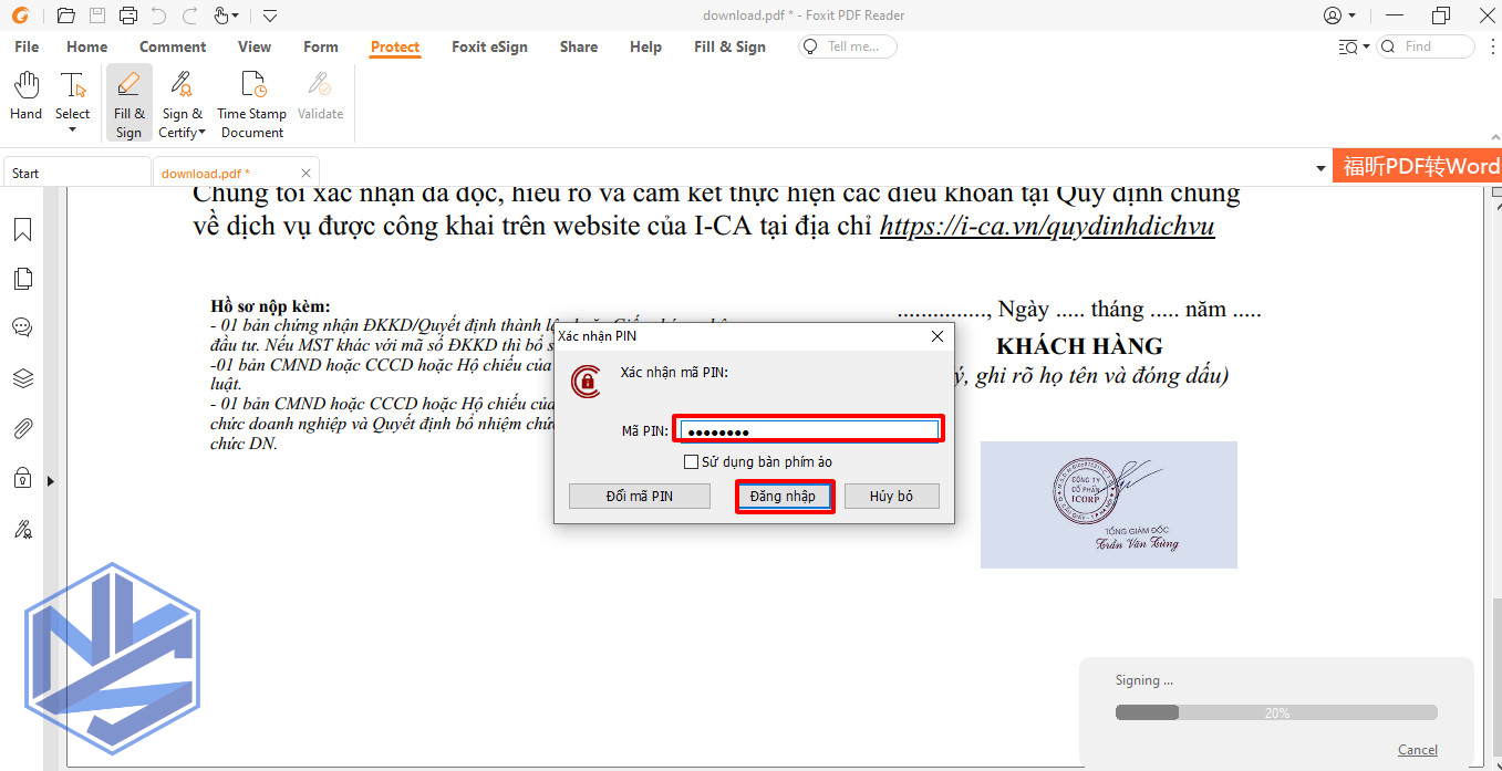 Hướng dẫn ký số chèn logo và dấu đỏ công ty 5