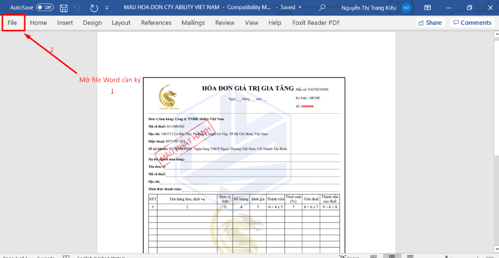 Ký số trên file Word 2