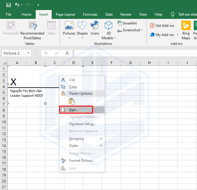 Ký số file exel 8
